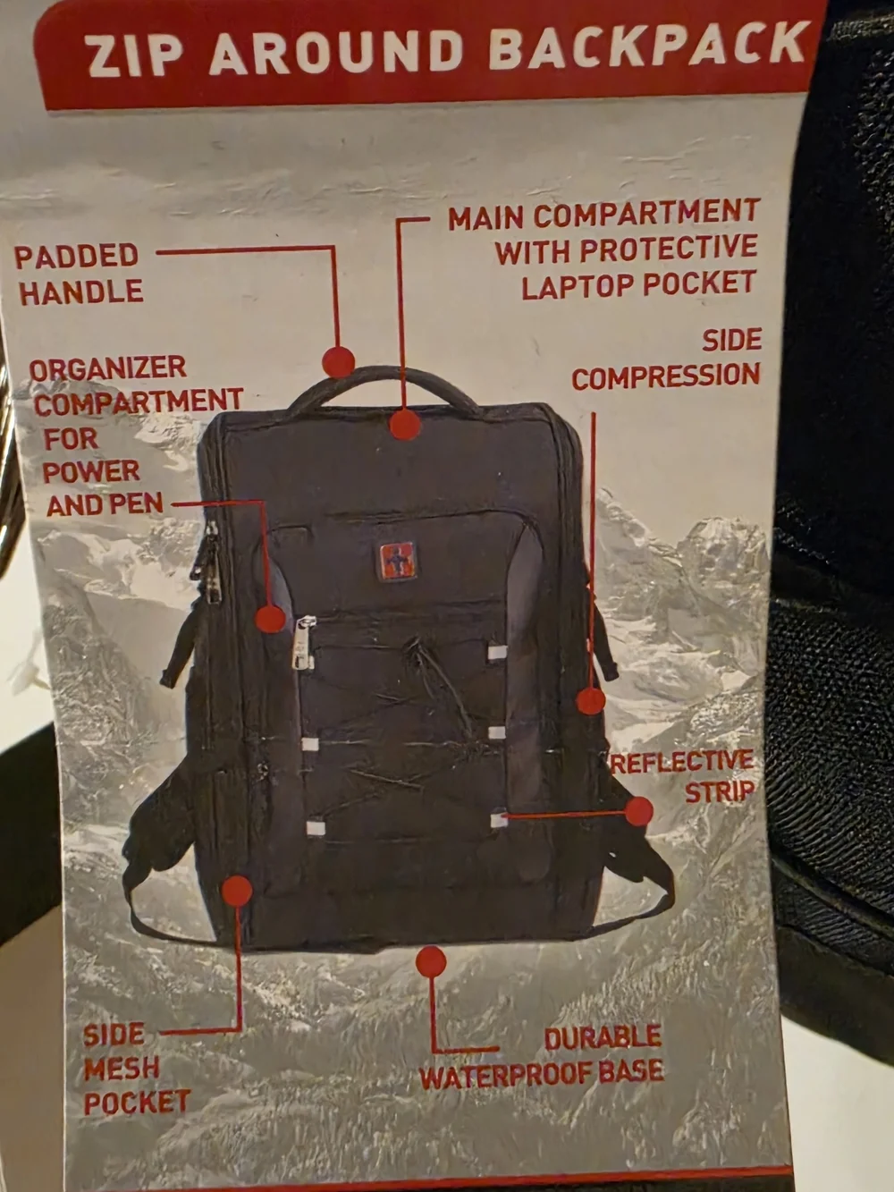 SwissTech Black Zip-Around Backpack